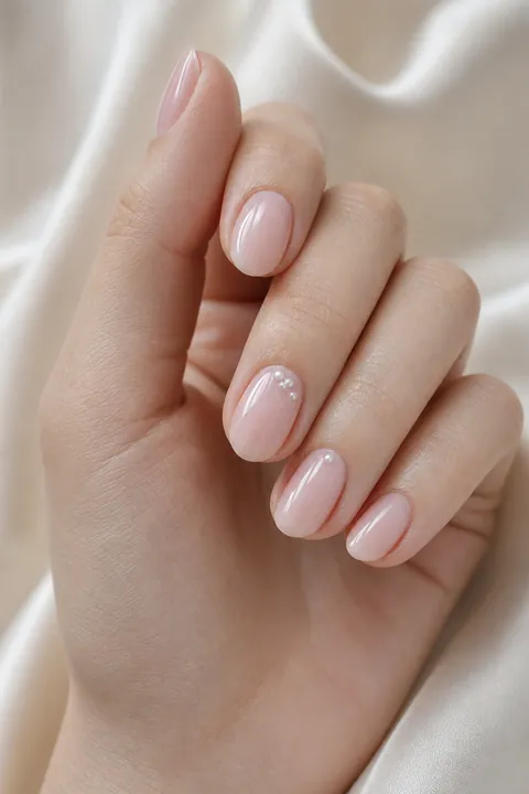 Sheer blush gel with tiny hand-placed pearls