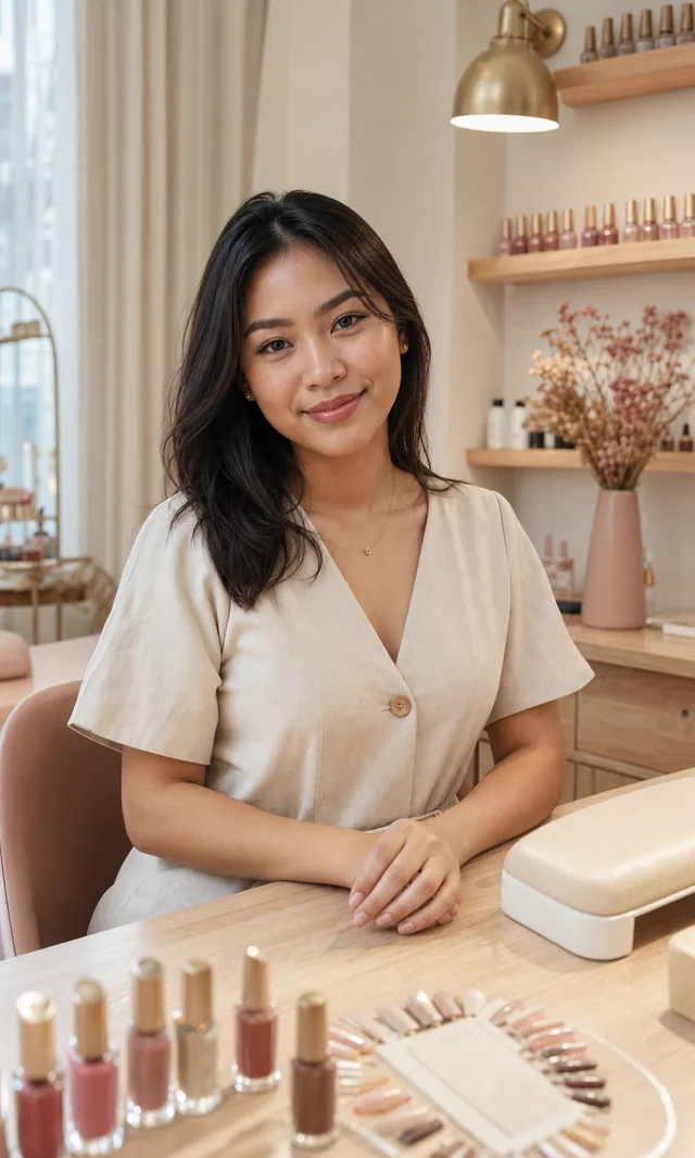Lily, the studio's founder, at work in her nail atelier